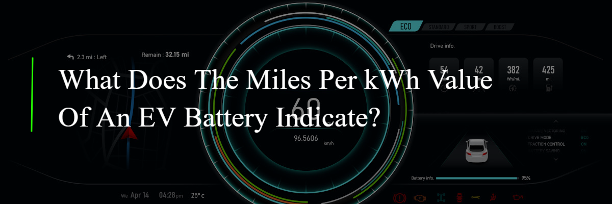 What does the miles per kWh value of an EV battery indicate?